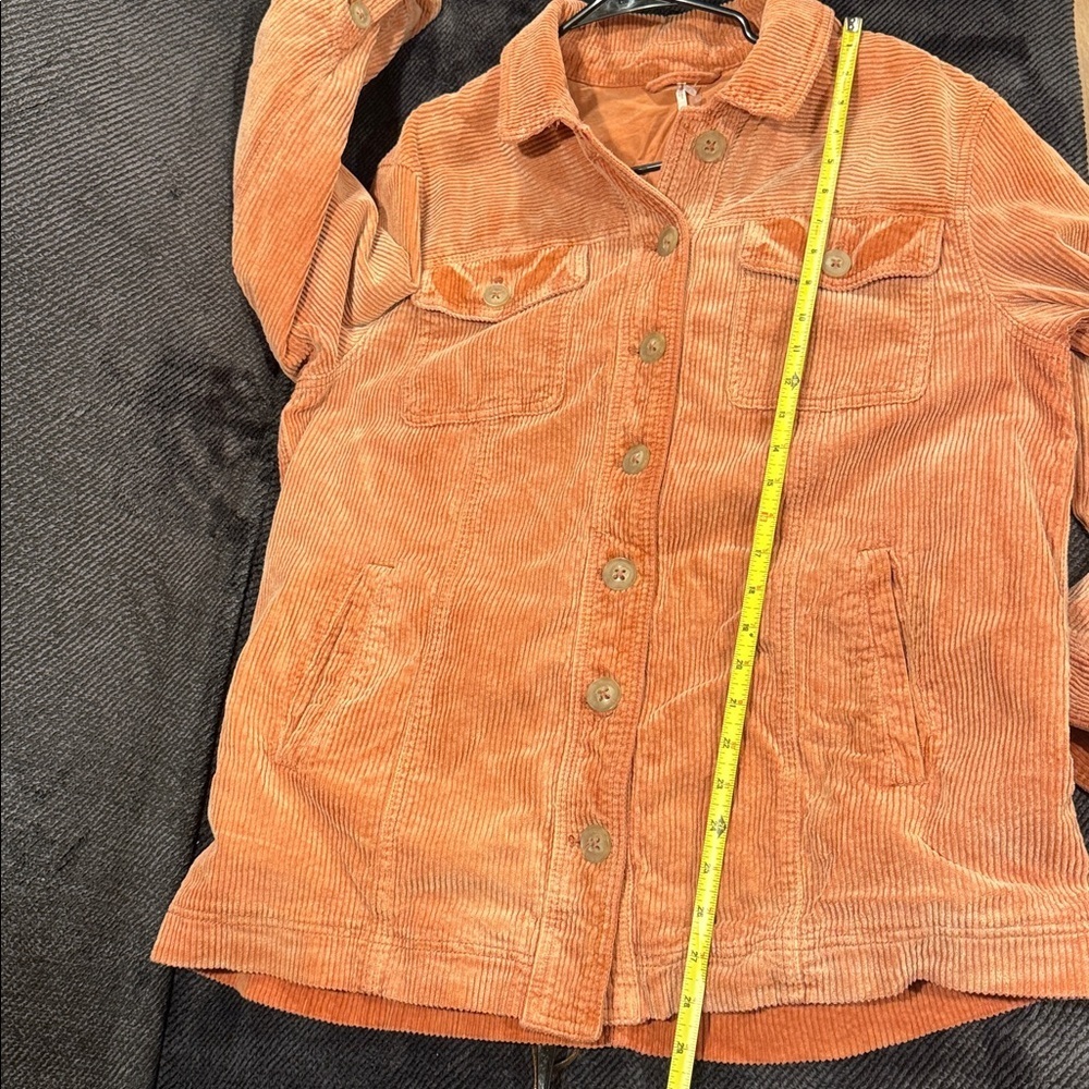 FREE PEOPLE LARGE Women's Corduroy Jacket - ORANGE (salmon) - Picture 11 of 12